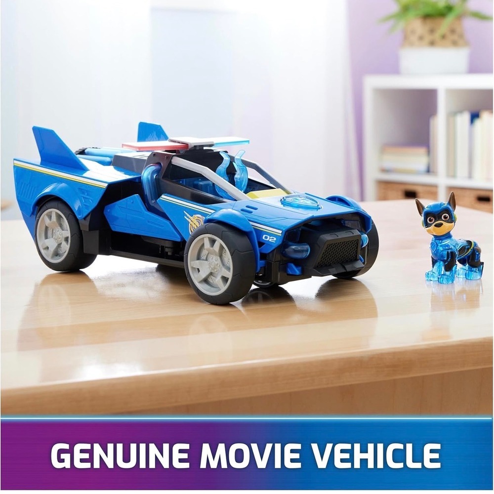 Paw Patrol Chase Mighty Transforming Cruiser Blue Lights Sounds Kids Toy NIB - Picture 2 of 8
